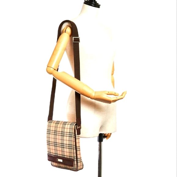 BURBERRY EUC Brown House Check Canvas Crossbody Bag Multiple colors/Beige - Picture 5 of 11